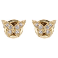 Clous d'oreilles papillon en or jaune 14 carats avec diamants naturels de 0,17 carat