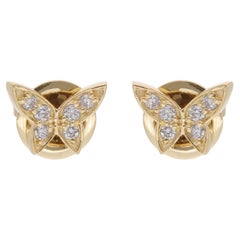 Natural 0.17 Carat Diamond Butterfly Stud Earrings 18 Karat Yellow Gold Jewelry