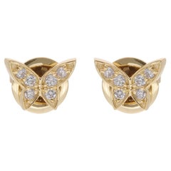 Natural 0.17 Carat Diamond Butterfly Stud Earrings 18 Karat Yellow Gold Jewelry