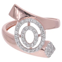 Natural 0.2 Carat Pave Diamond Designer Ring 14 Karat Rose Gold Handmade Jewelry