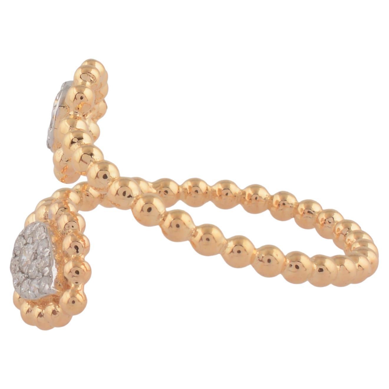 Taille ronde Bague en or rose 18 carats avec feuille de diamant 0,2 carat SI Clarity HI Color en vente