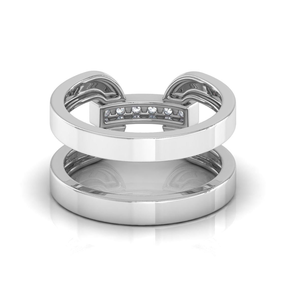 Modern Natural 0.20 Carat Diamond Pave Belt Design Ring 18 Karat White Gold Jewelry For Sale