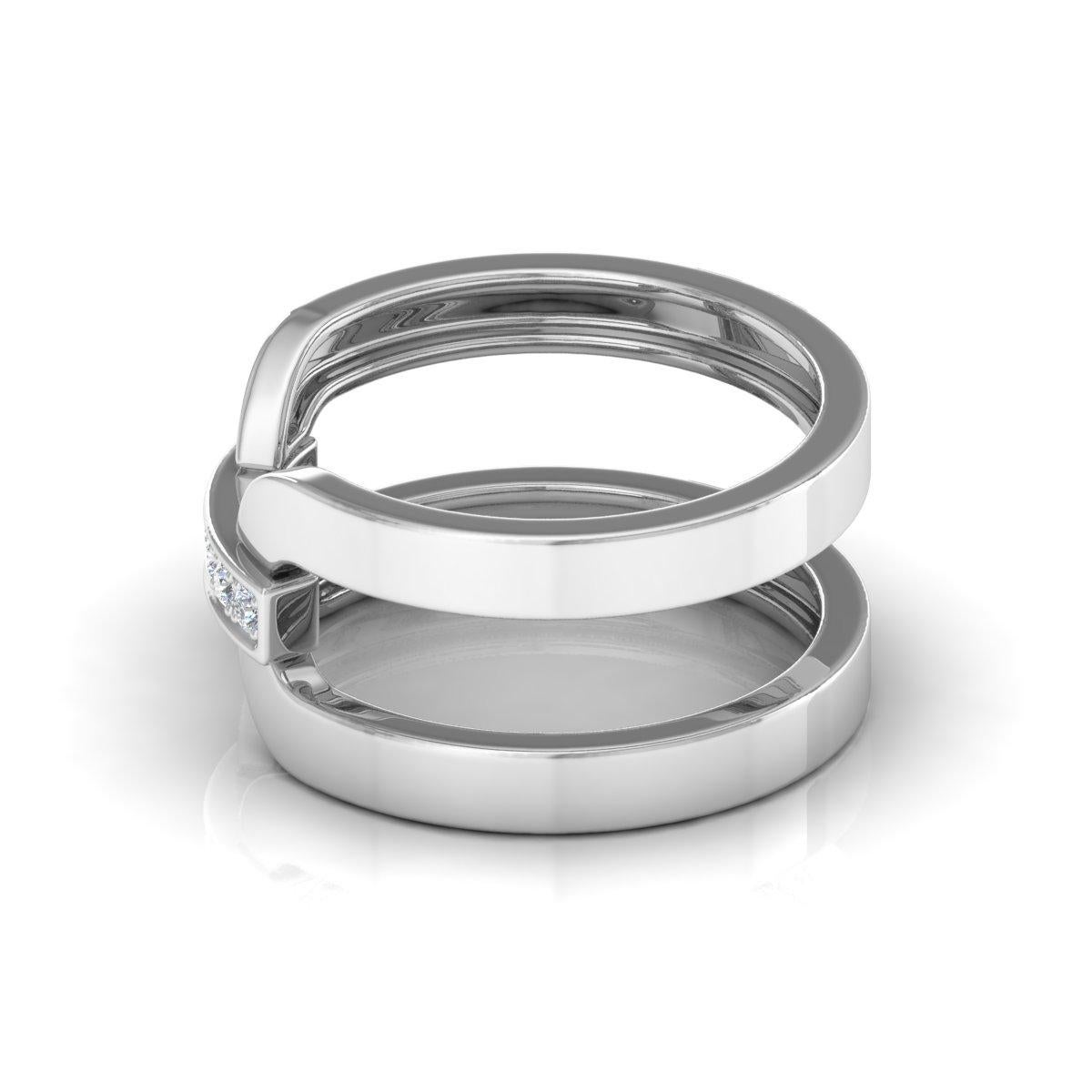 Round Cut Natural 0.20 Carat Diamond Pave Belt Design Ring 18 Karat White Gold Jewelry For Sale