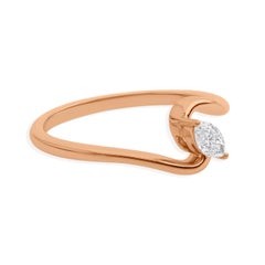 Anello in oro rosa 18 carati con diamante solitario naturale da 0,20 carati, taglio marquise, SI/H