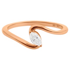 Anello in oro rosa 18 carati con diamante solitario naturale da 0,20 carati, taglio marquise, SI/H