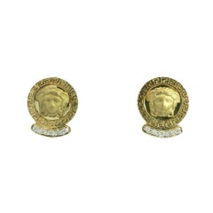 Natural 0.20 Carat Round Brilliant Diamond Medusa 14-Karat Earrings In Stock