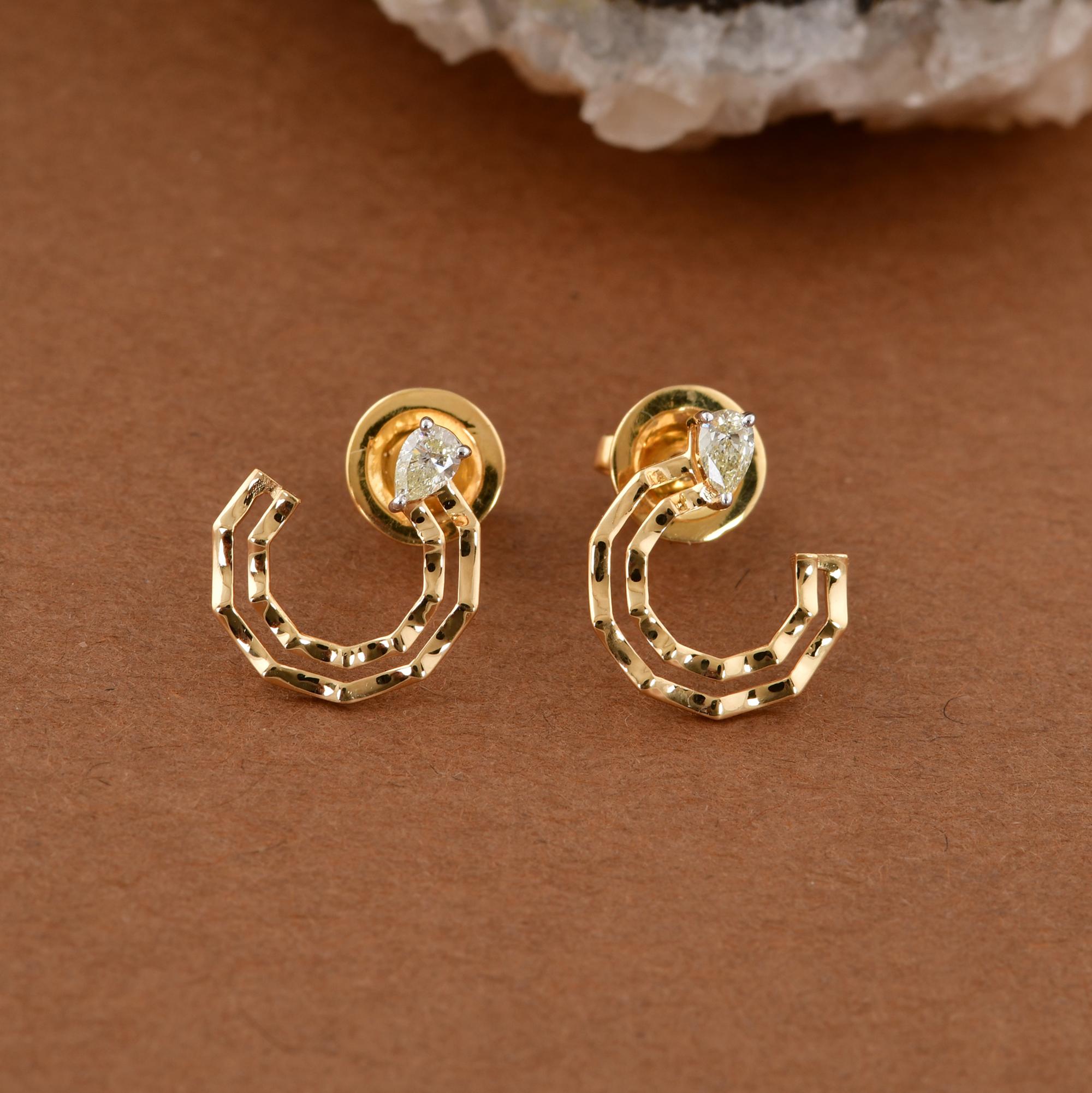 Natürliche 0,20 Karat SI Reinheit HI Farbe Diamant-Ohrringe 14 Karat Gelbgold (Tropfenschliff) im Angebot