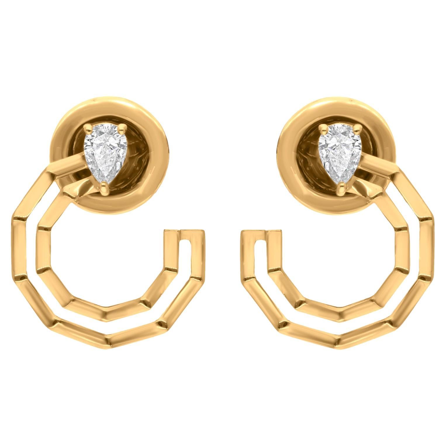 Boucles d
oreilles en or jaune 14 carats avec diamants naturels de 0,20 carat de pureté SI et de couleur hi-colore