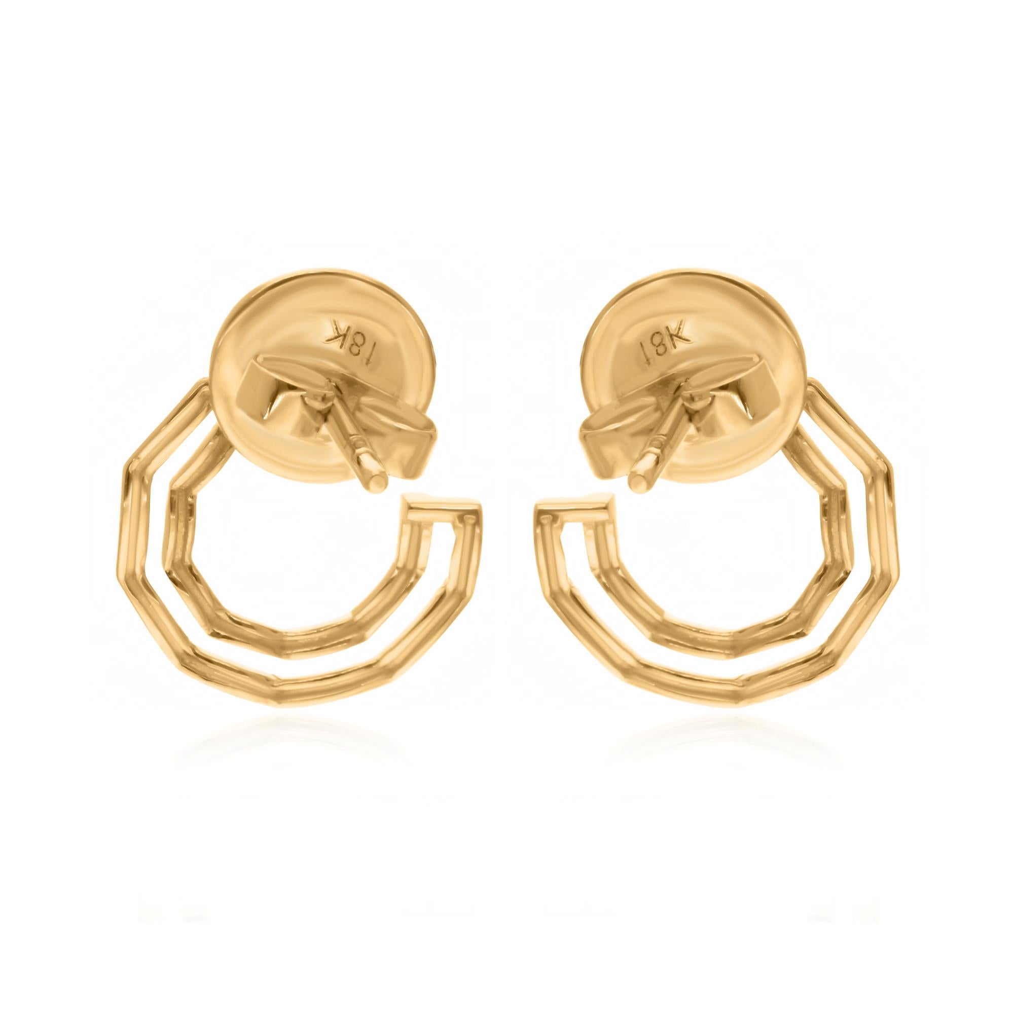 Natural 0.20 Carat SI Clarity HI Color Diamond Earrings 18 Karat Yellow Gold In New Condition For Sale In Diera, Dubai