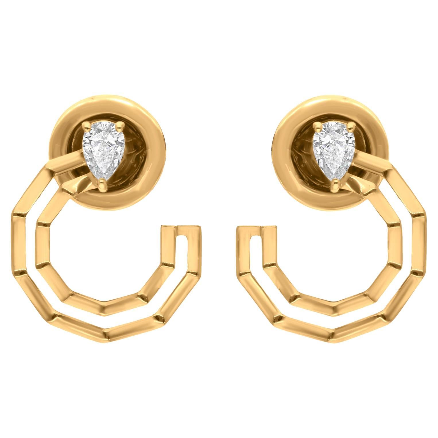 Natural 0.20 Carat SI Clarity HI Color Diamond Earrings 18 Karat Yellow Gold For Sale