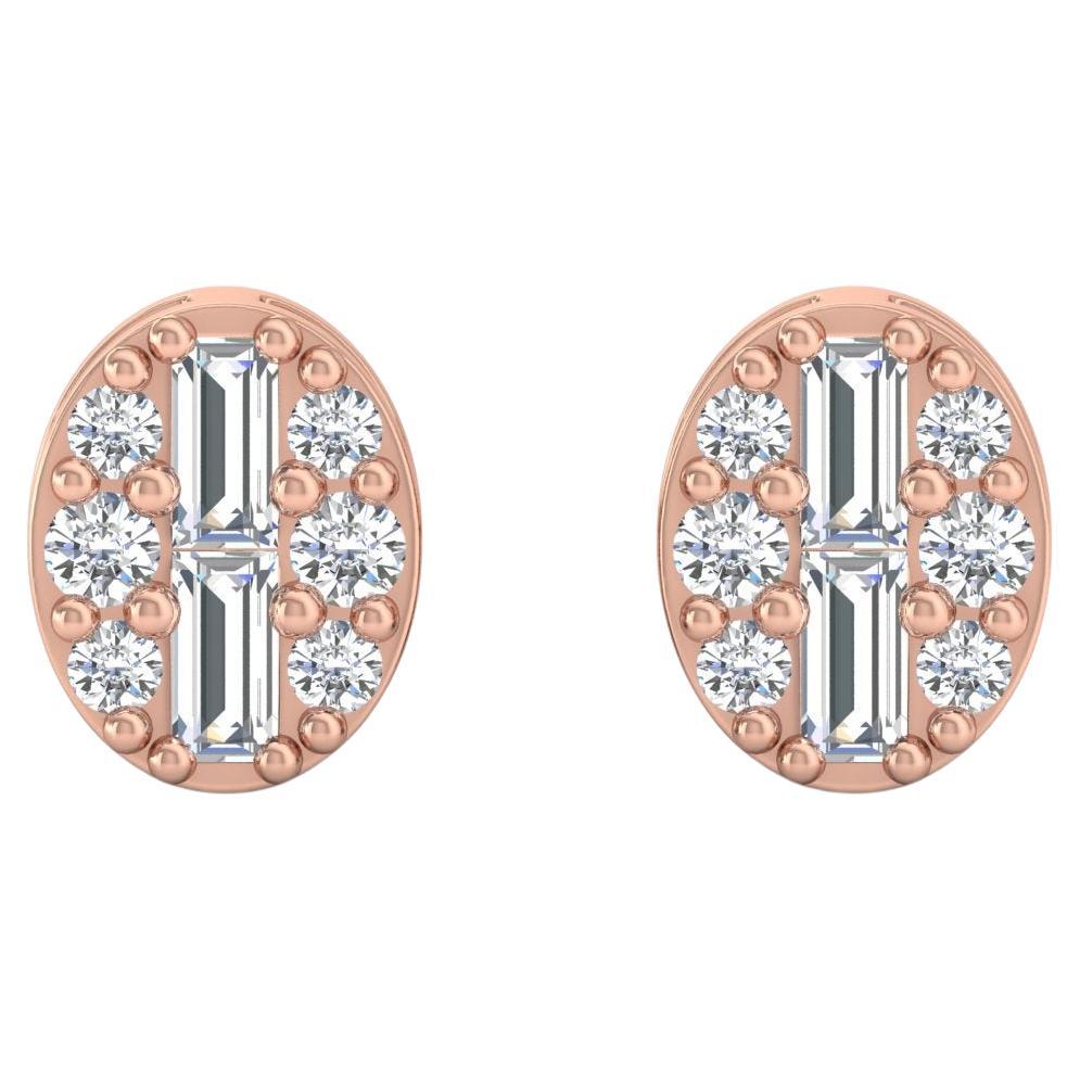 Pendientes de diamantes redondos SI/H naturales de 0,20 quilates Joyas de oro rosa de 18 quilates