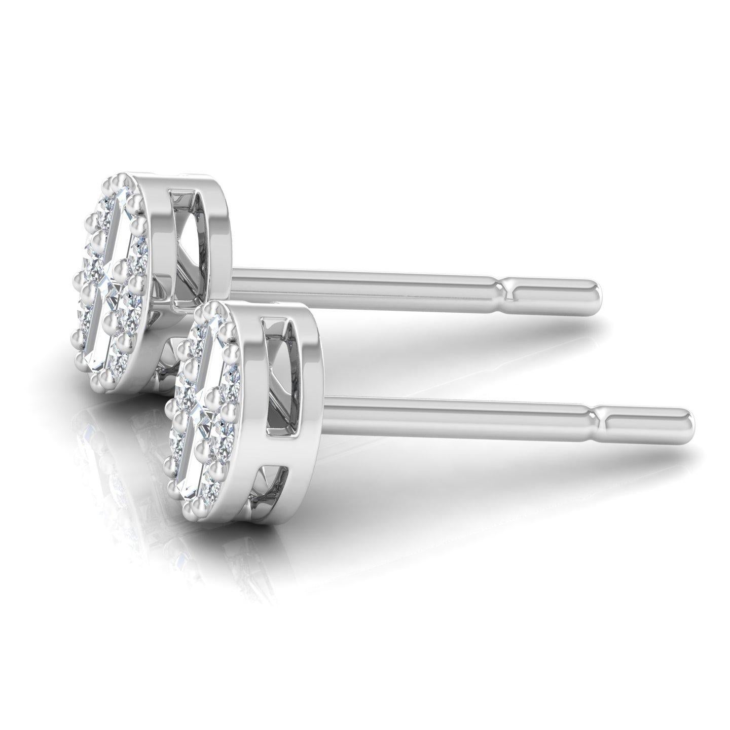 Moderne Clous d'oreilles en or blanc 18 carats avec diamants ronds de 0,20 carat SI/H en vente