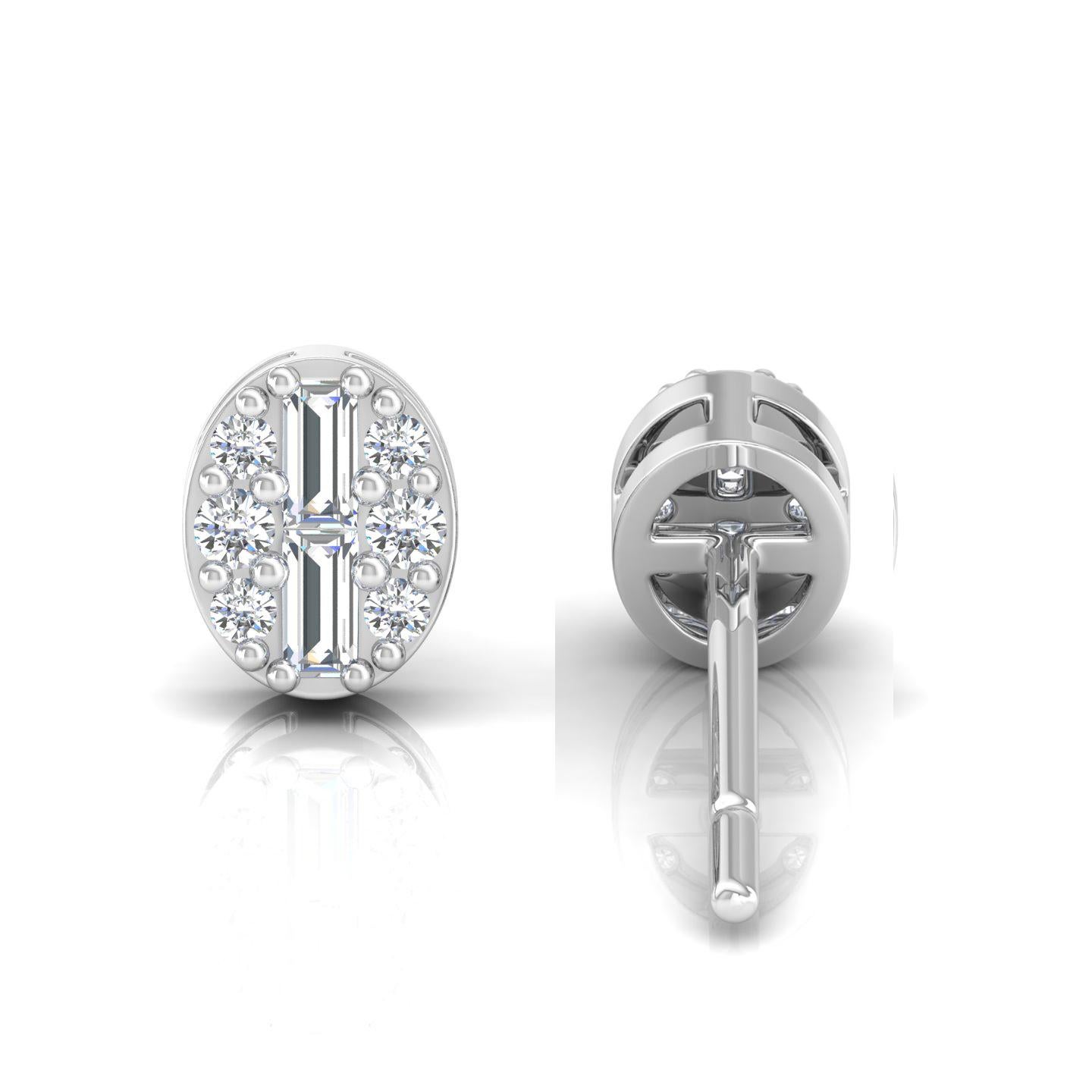 Taille ronde Clous d'oreilles en or blanc 18 carats avec diamants ronds de 0,20 carat SI/H en vente