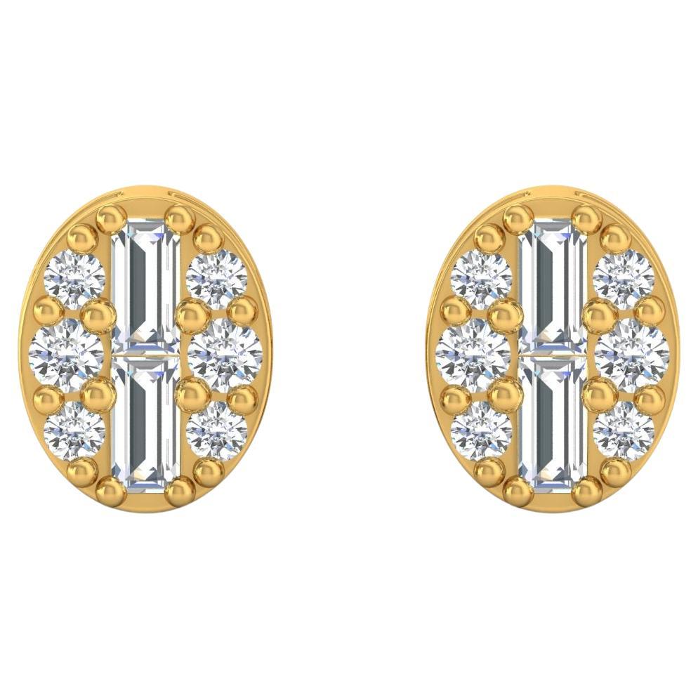 Natural 0.20 Carat SI/H Round Diamond Stud Earrings 18 Karat Yellow Gold Jewelry