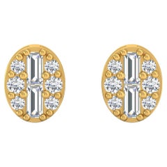 Natural 0.20 Carat SI/H Round Diamond Stud Earrings 18 Karat Yellow Gold Jewelry