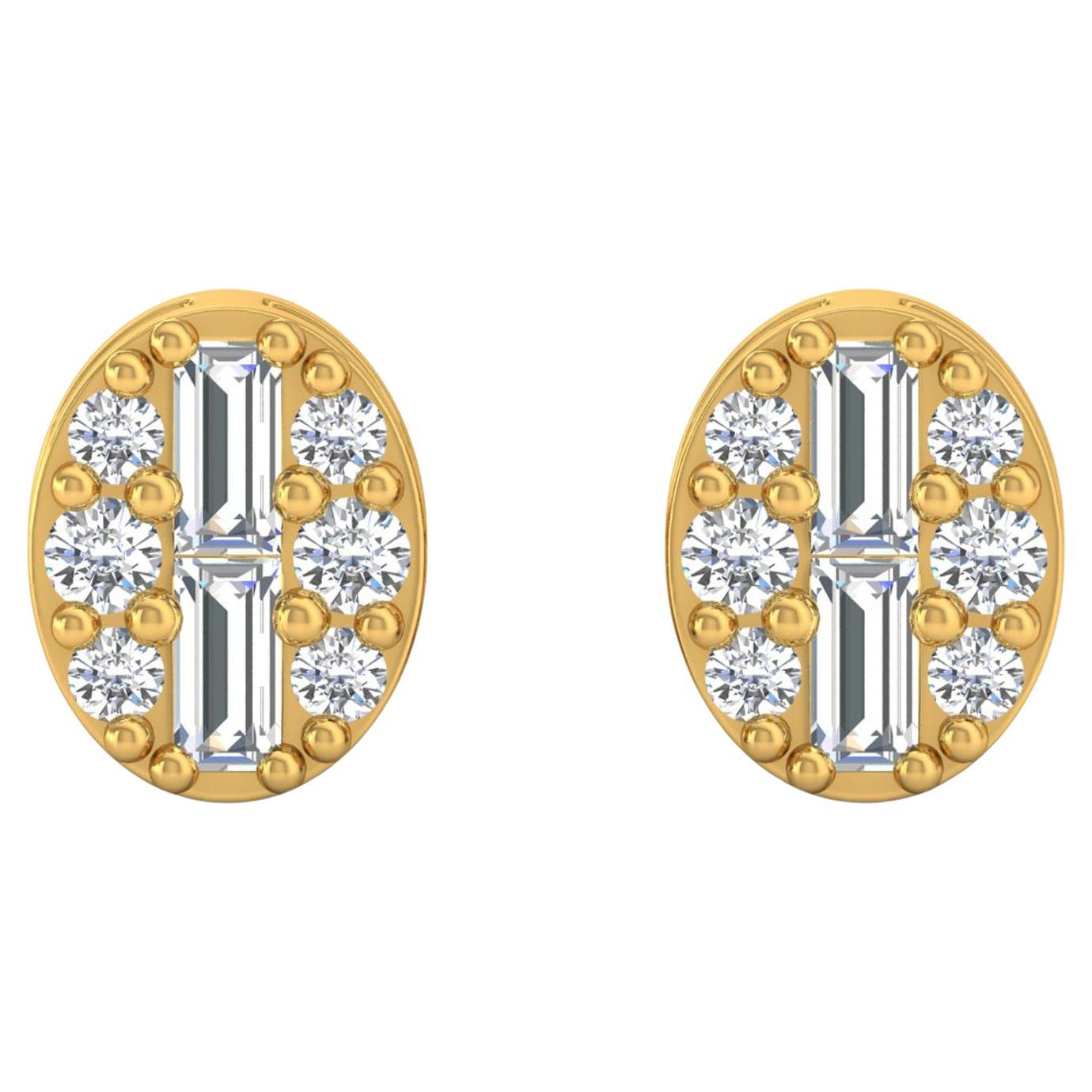 Pendientes de diamantes redondos SI/H naturales de 0,20 quilates Joyas de oro amarillo de 18 quilates