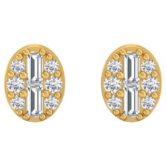 Orecchini con diamanti tondi naturali da 0,20 carati SI/H Gioielli in oro giallo 18 carati