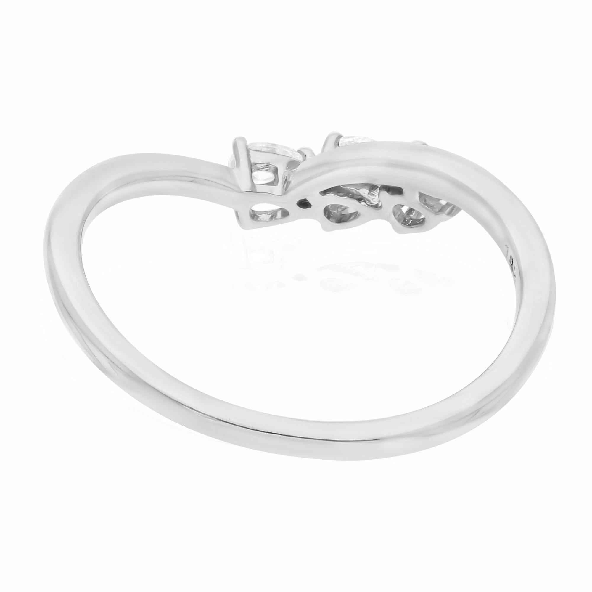 Women's Natural 0.21 Carat SI Clarity HI Color Pear Diamond Ring 18 Karat White Gold For Sale