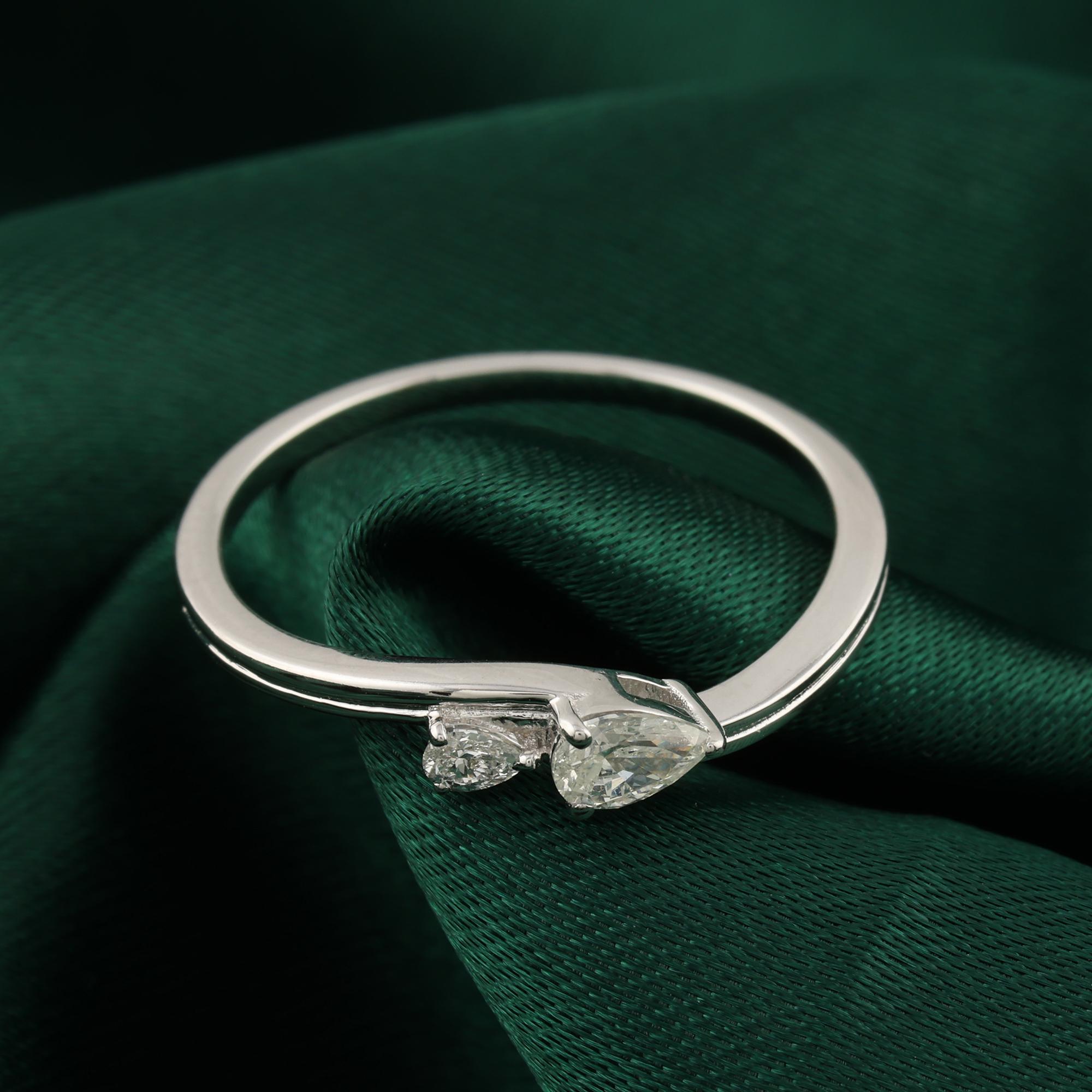 En venta: Anillo de diamantes naturales de 0,22 quilates con claridad SI y color HI Joyas de oro blanco de 18 quilates  2