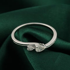 Natural Diamond Toi et Moi Ring 0.22 Carats Pear Cut Diamonds in 18K White Gold