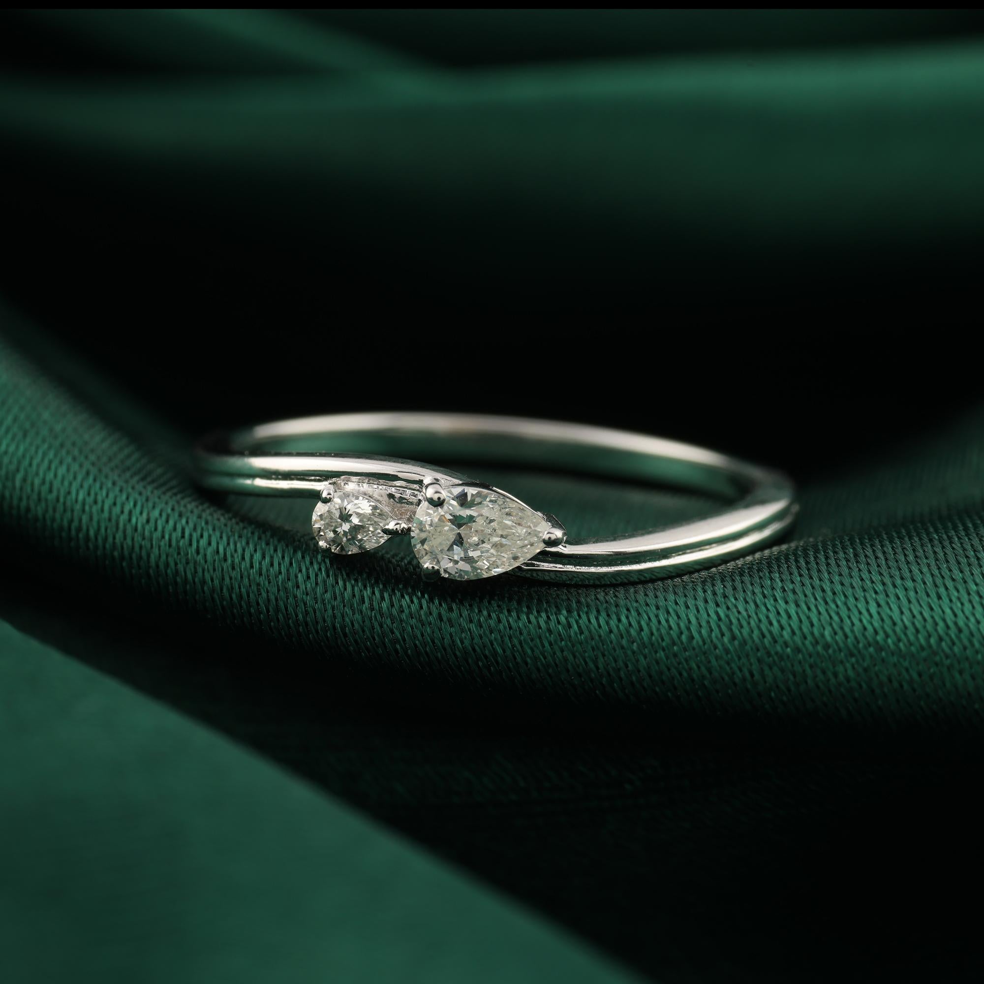 En venta: Anillo de diamantes naturales de 0,22 quilates con claridad SI y color HI Joyas de oro blanco de 18 quilates  4