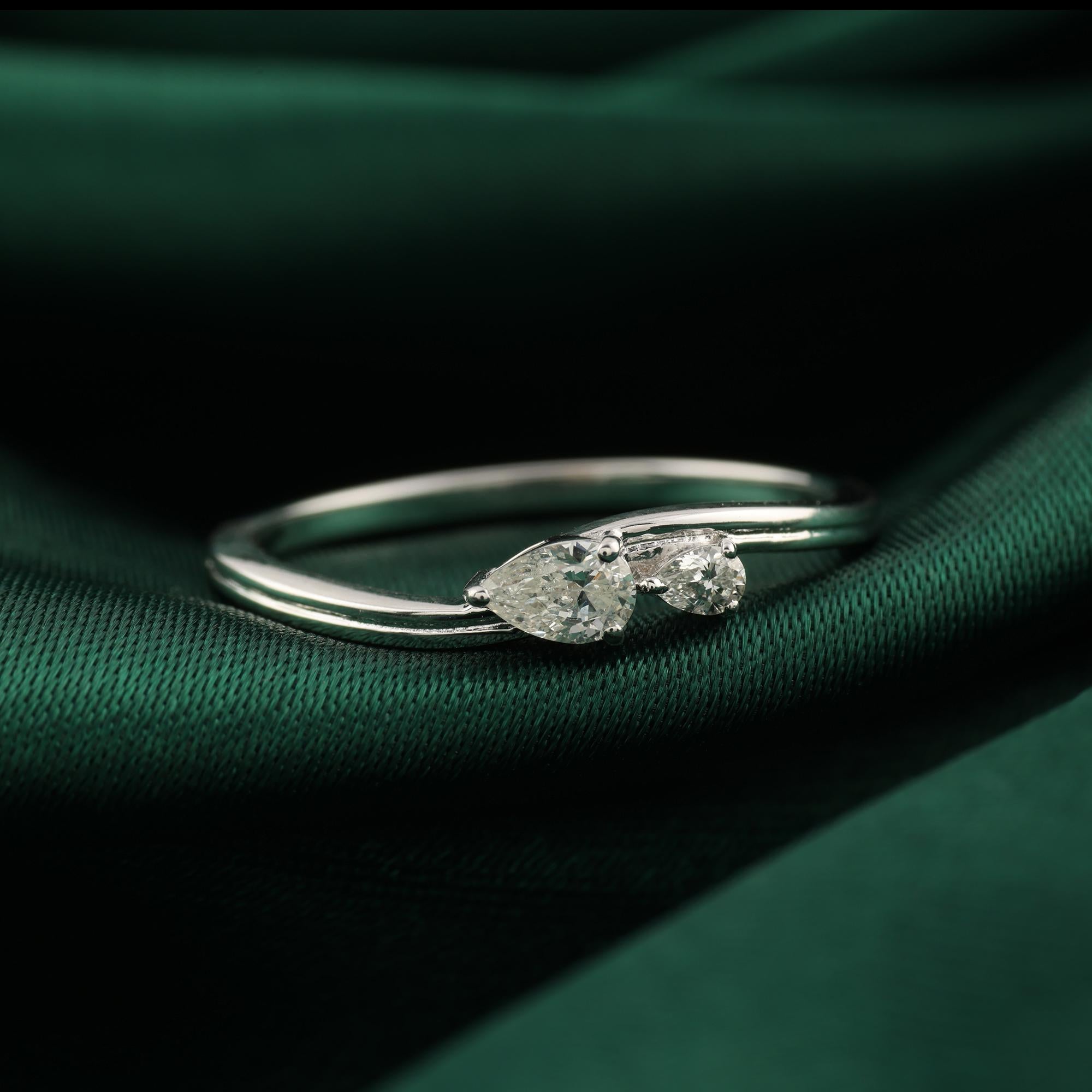 En venta: Anillo de diamantes naturales de 0,22 quilates con claridad SI y color HI Joyas de oro blanco de 18 quilates  6