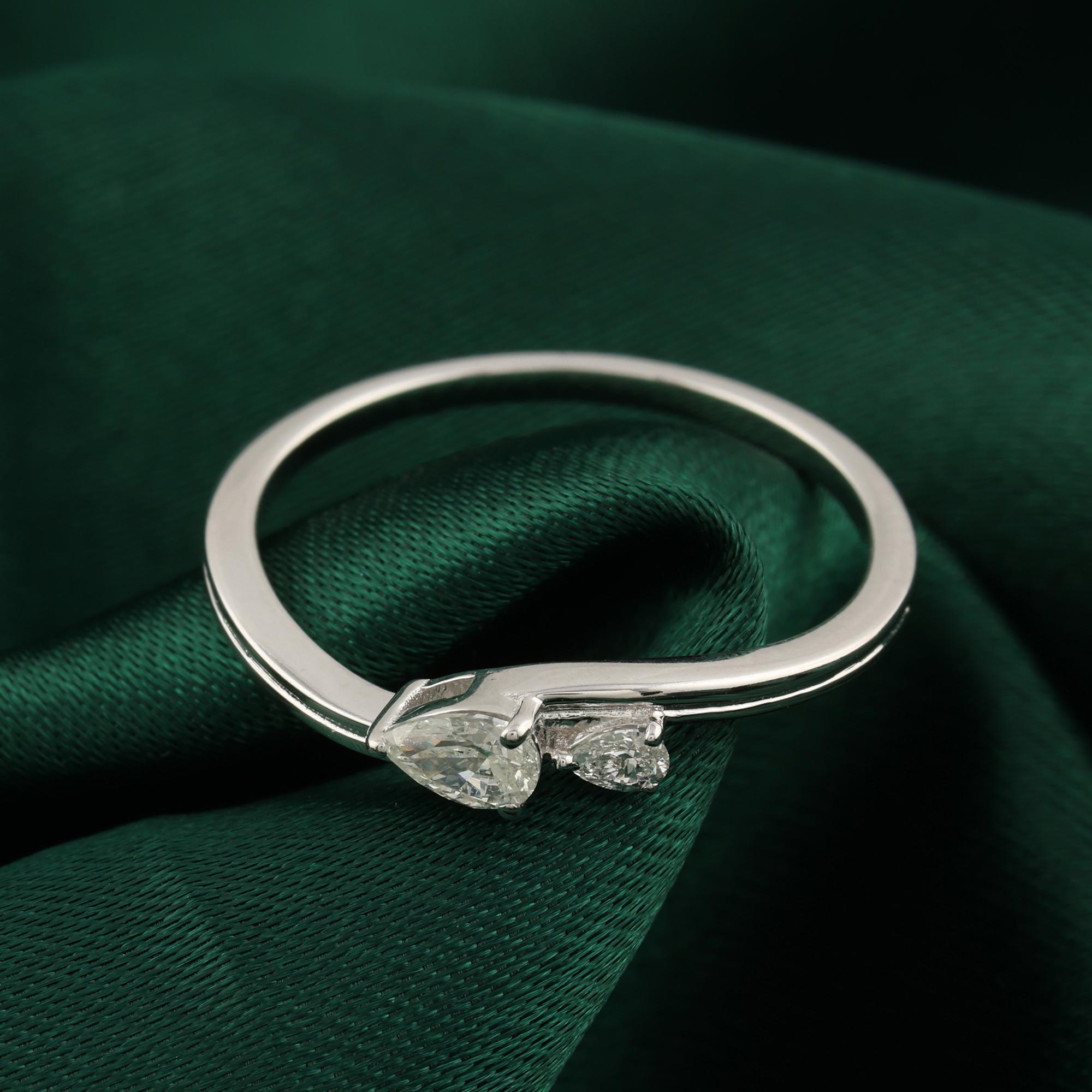 En venta: Anillo de diamantes naturales de 0,22 quilates con claridad SI y color HI Joyas de oro blanco de 18 quilates  7