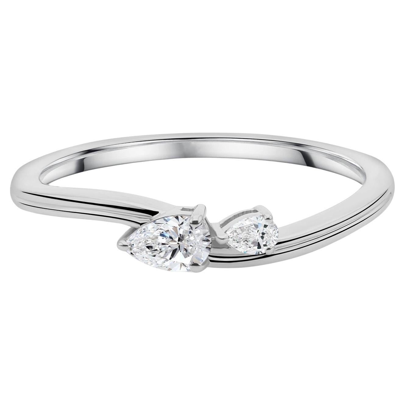 Nature 0.22 Carat SI Clarity HI Color Diamond Ring 18 Karat White Gold Jewelry