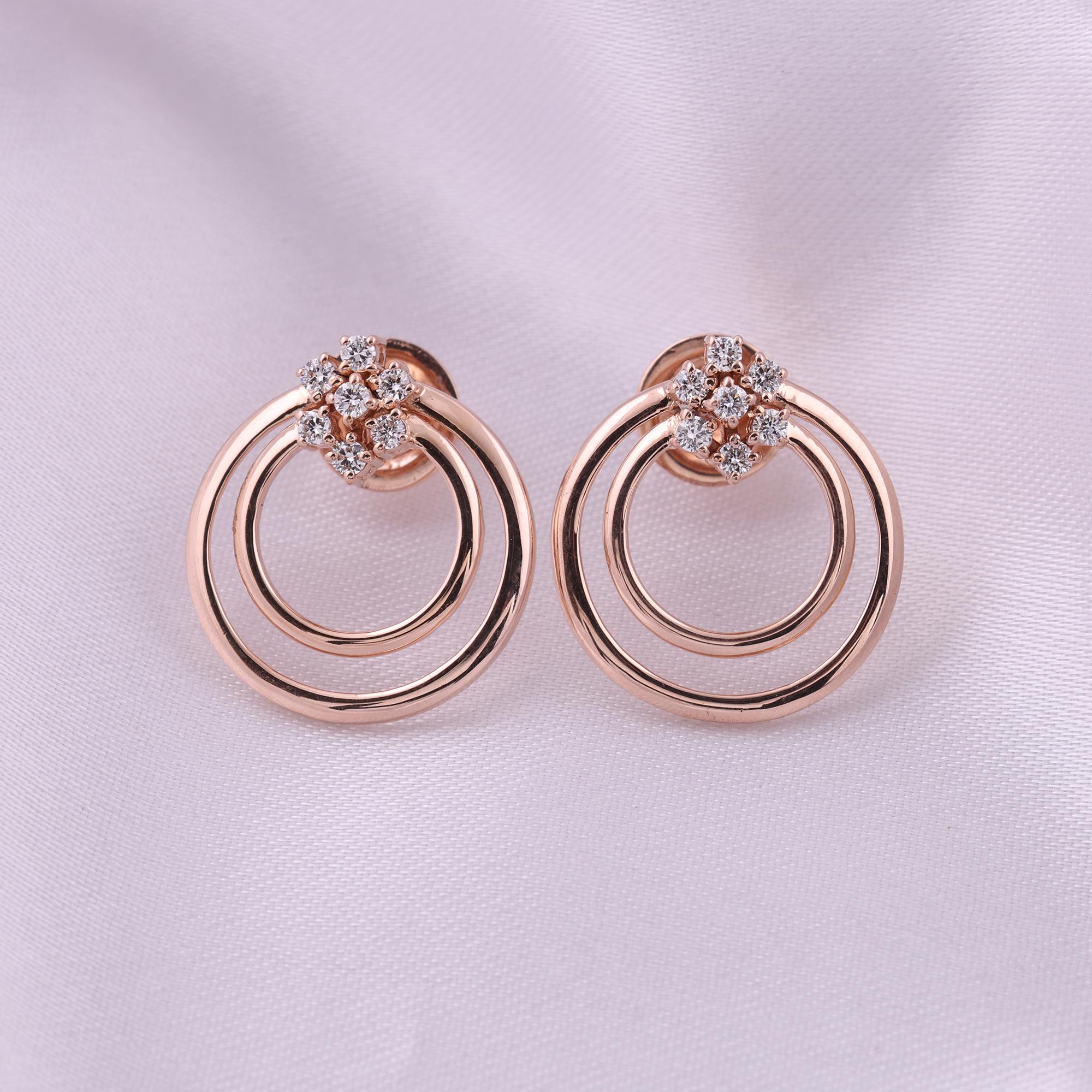 Natürliche 0,23 Karat SI Reinheit HI Farbe Diamant Ohrringe 9 Karat Roségold (Moderne) im Angebot