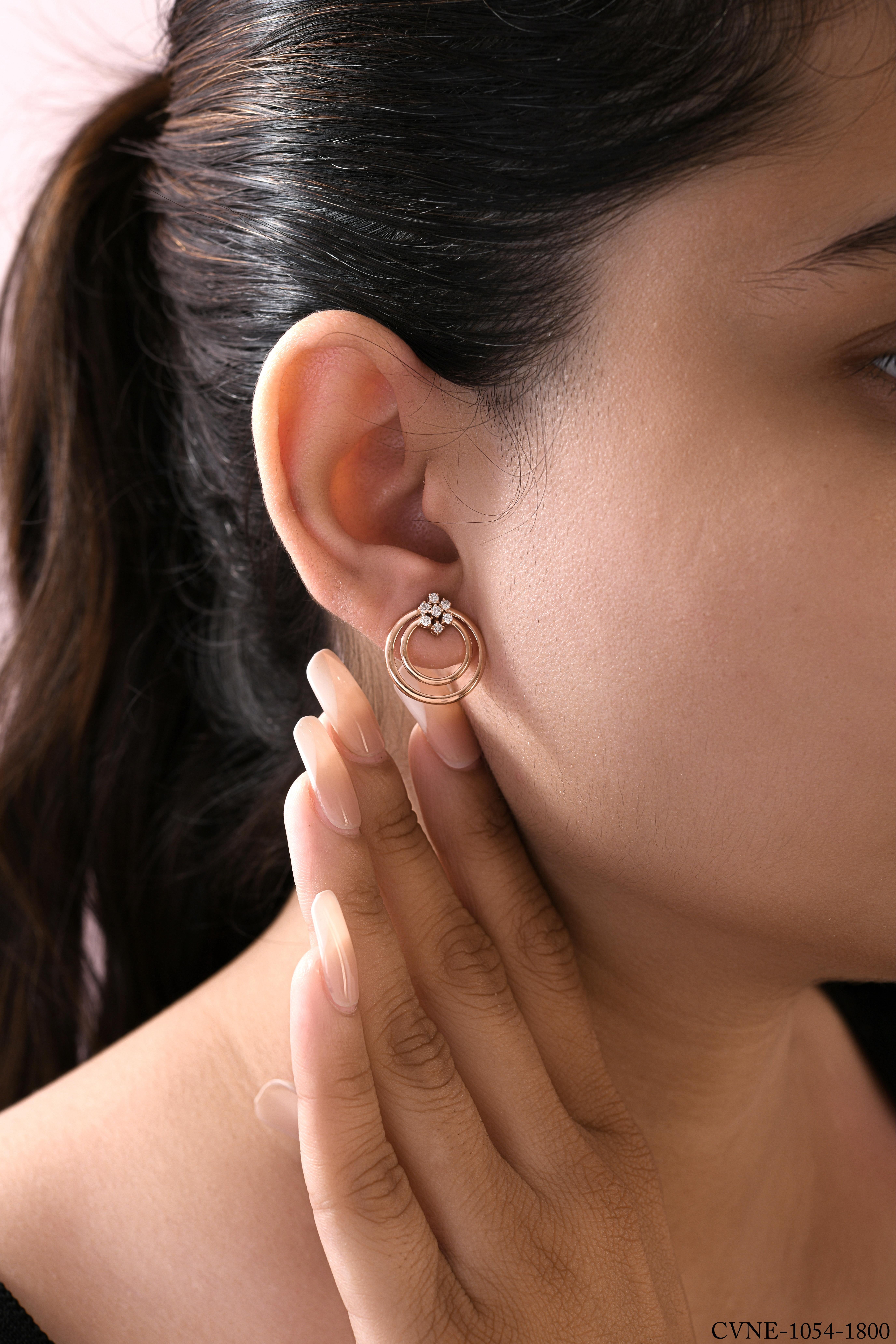 Natürliche 0,23 Karat SI Reinheit HI Farbe Diamant Ohrringe 9 Karat Roségold im Zustand „Neu“ im Angebot in Diera, Dubai