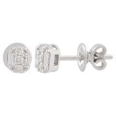 Nature 0.23 Carat SI/HI Baguette Diamond Stud Earrings 10k White Gold Jewelry