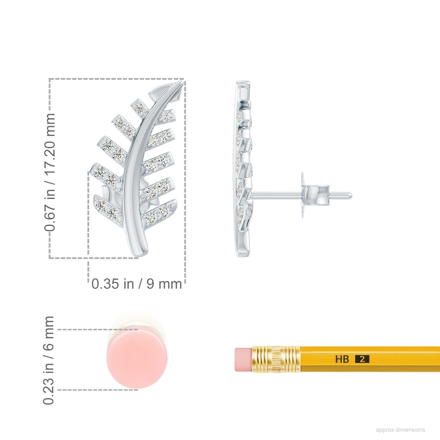 Natural 0.23Ct Diamond Palm Leaf Stud Earrings in 14K White Gold For Women In New Condition For Sale In Los Angeles, CA