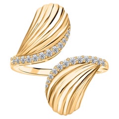 Natural 0.24 Carat SI Clarity HI Color Diamond Bypass Ring 18 Karat Yellow Gold
