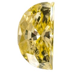 Natural 0.24ct Gia Treated Fancy Intense Yellow Half Moon Cut Loose Diamond