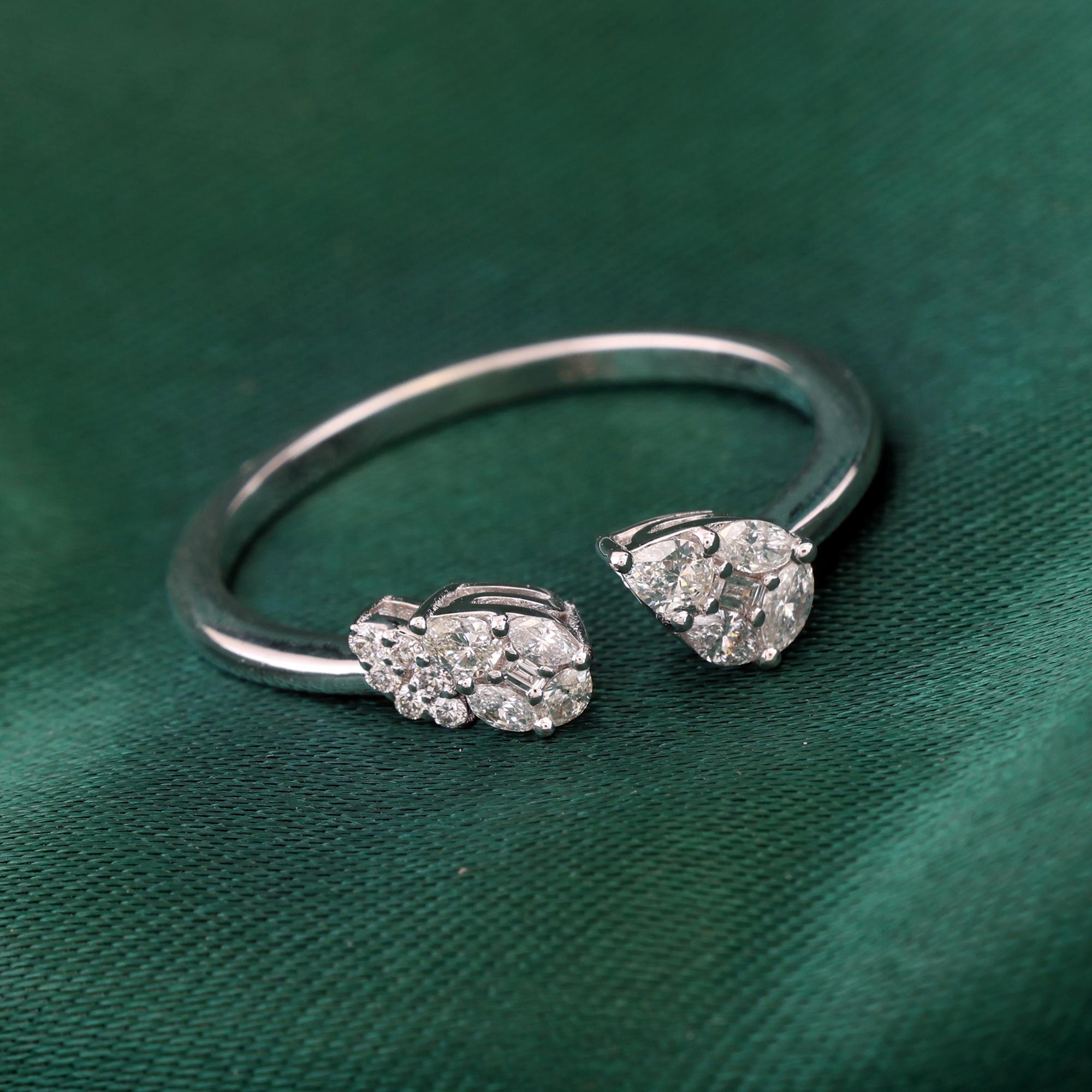 Im Angebot: Natürlicher 0,25 Karat SI Reinheit HI Farbe Diamant Manschettenring 18 Karat Weißgold () 2