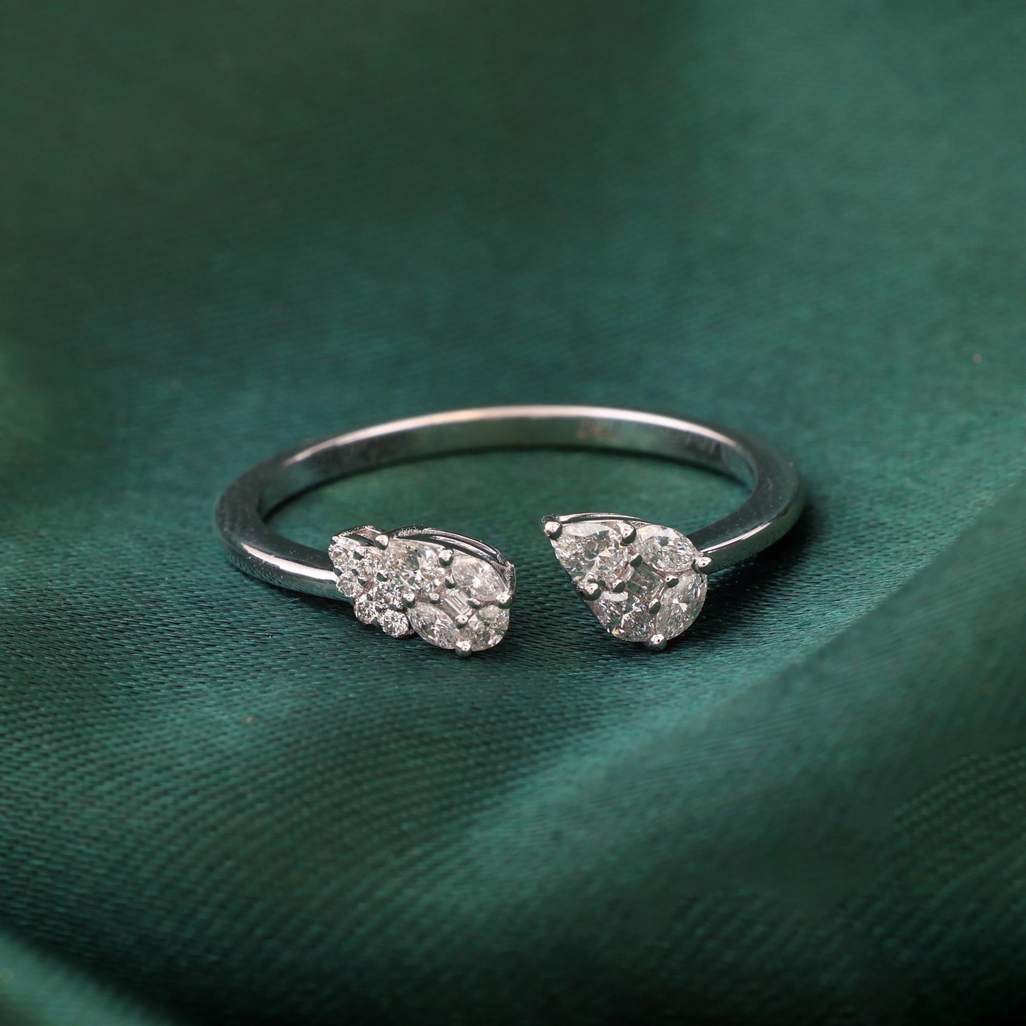 Im Angebot: Natürlicher 0,25 Karat SI Reinheit HI Farbe Diamant Manschettenring 18 Karat Weißgold () 3