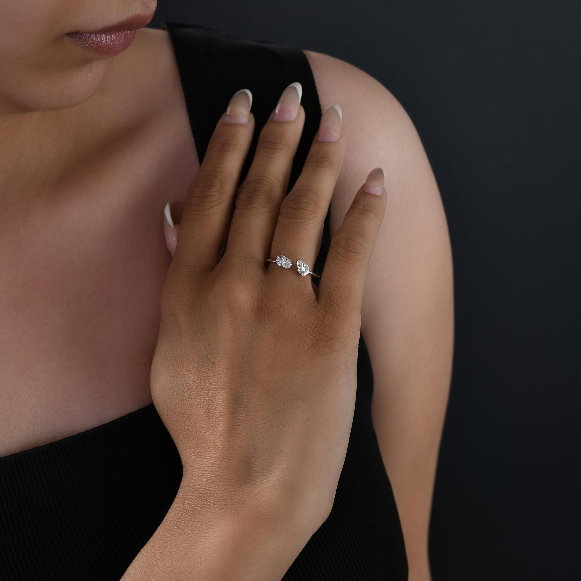 Im Angebot: Natürlicher 0,25 Karat SI Reinheit HI Farbe Diamant Manschettenring 18 Karat Weißgold () 4