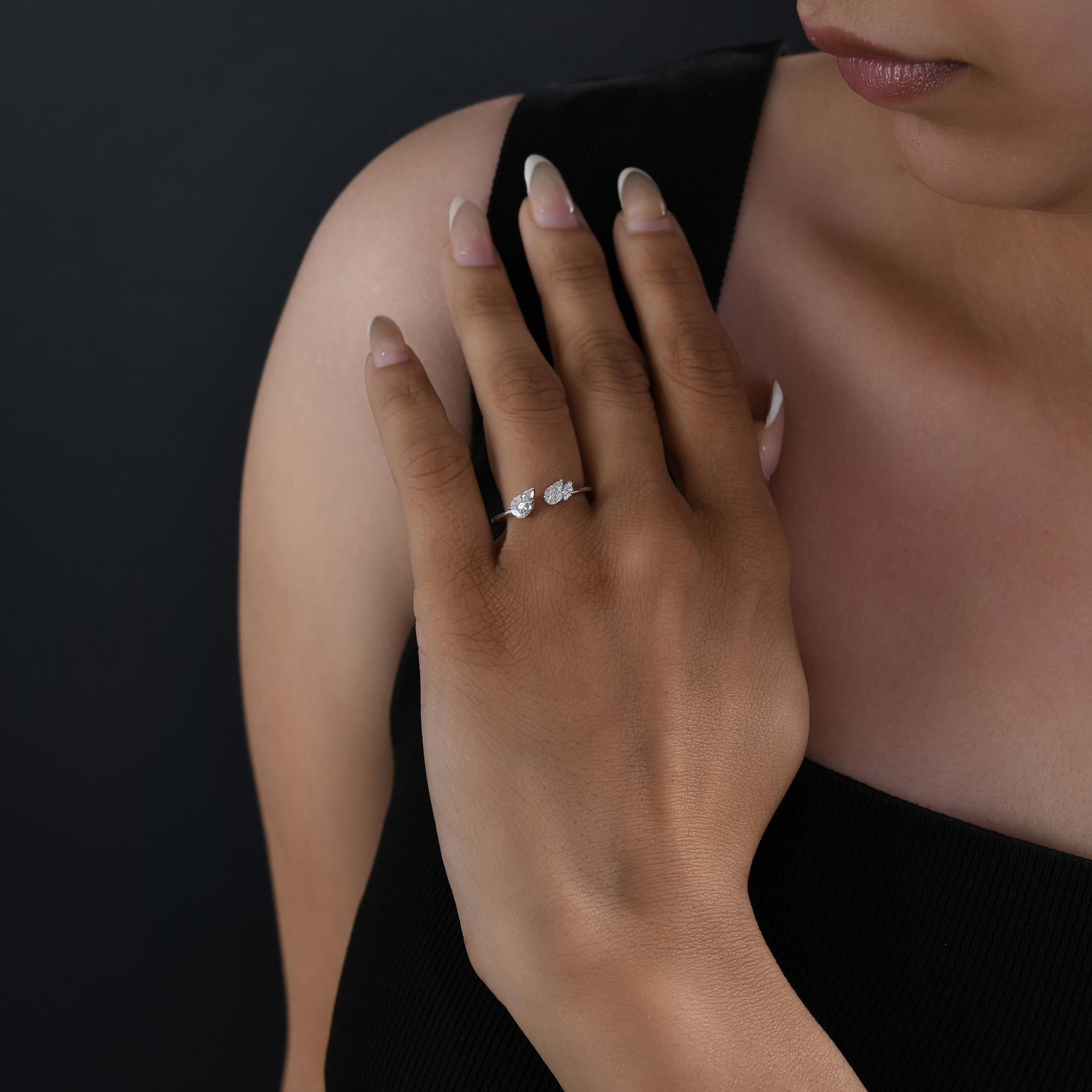 Im Angebot: Natürlicher 0,25 Karat SI Reinheit HI Farbe Diamant Manschettenring 18 Karat Weißgold () 5