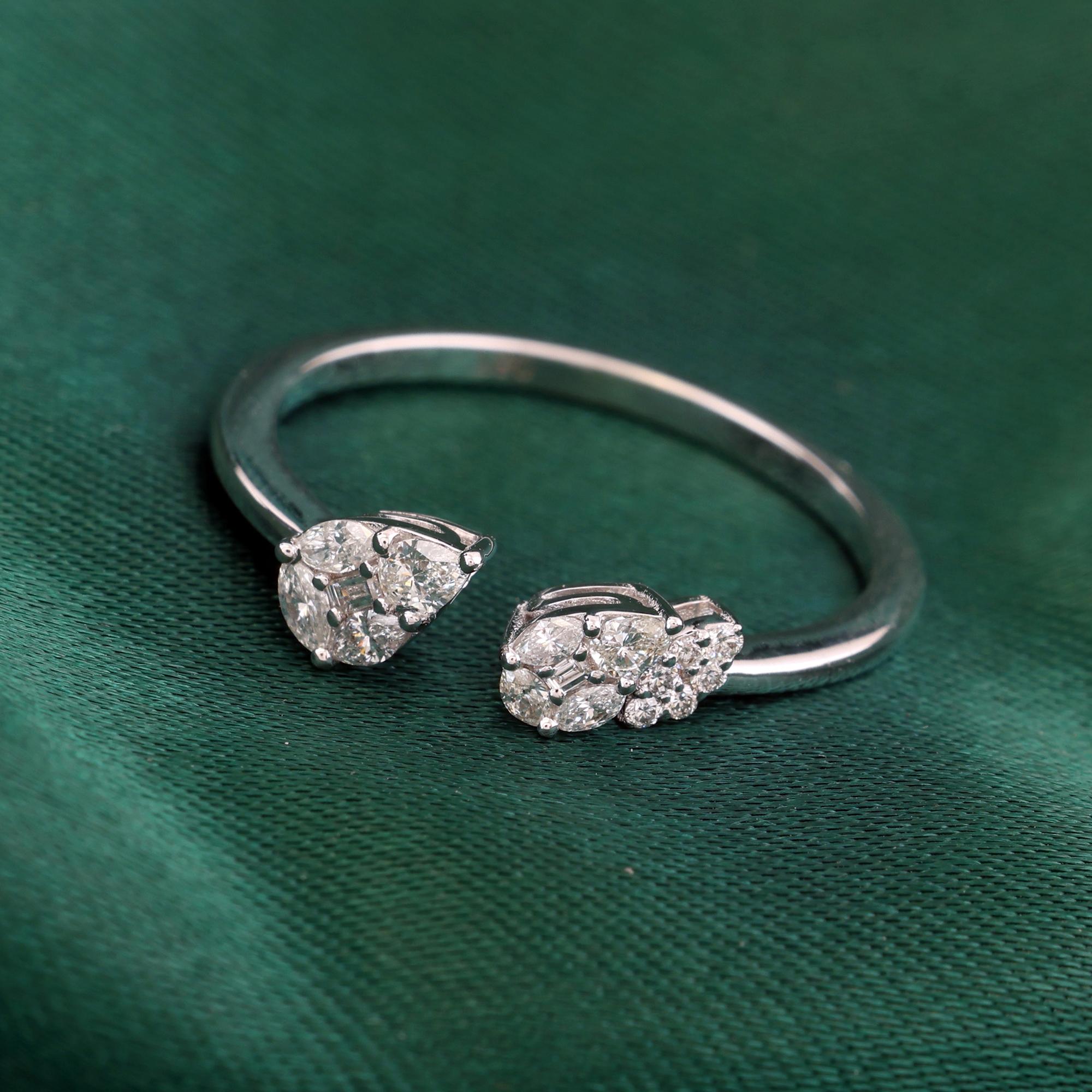 Im Angebot: Natürlicher 0,25 Karat SI Reinheit HI Farbe Diamant Manschettenring 18 Karat Weißgold () 6