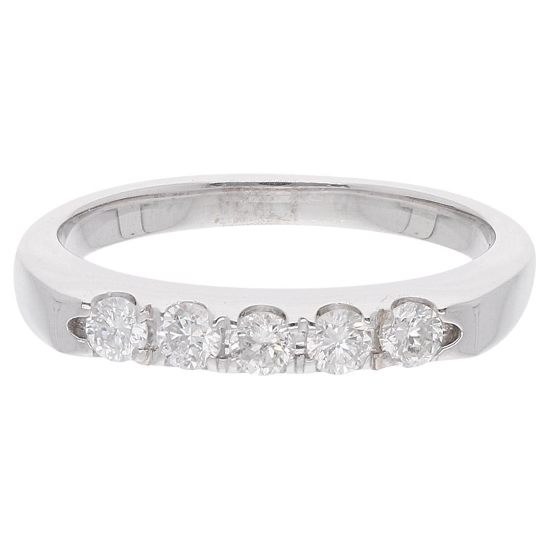 For Sale:  Natural 0.26 Carat Five Diamond Band Ring 14 Karat White Gold Handmade Jewelry
