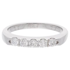 Natural 0.26 Carat Five Diamond Band Ring 14 Karat White Gold Handmade Jewelry