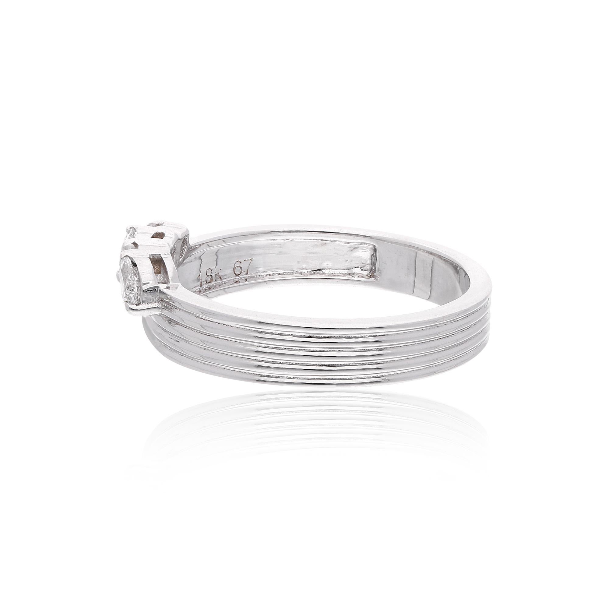 Natürlicher 0,26 Karat SI/H Birne Brillant Diamant Multi Band Ring 18k Weißgold im Zustand „Neu“ im Angebot in Diera, Dubai