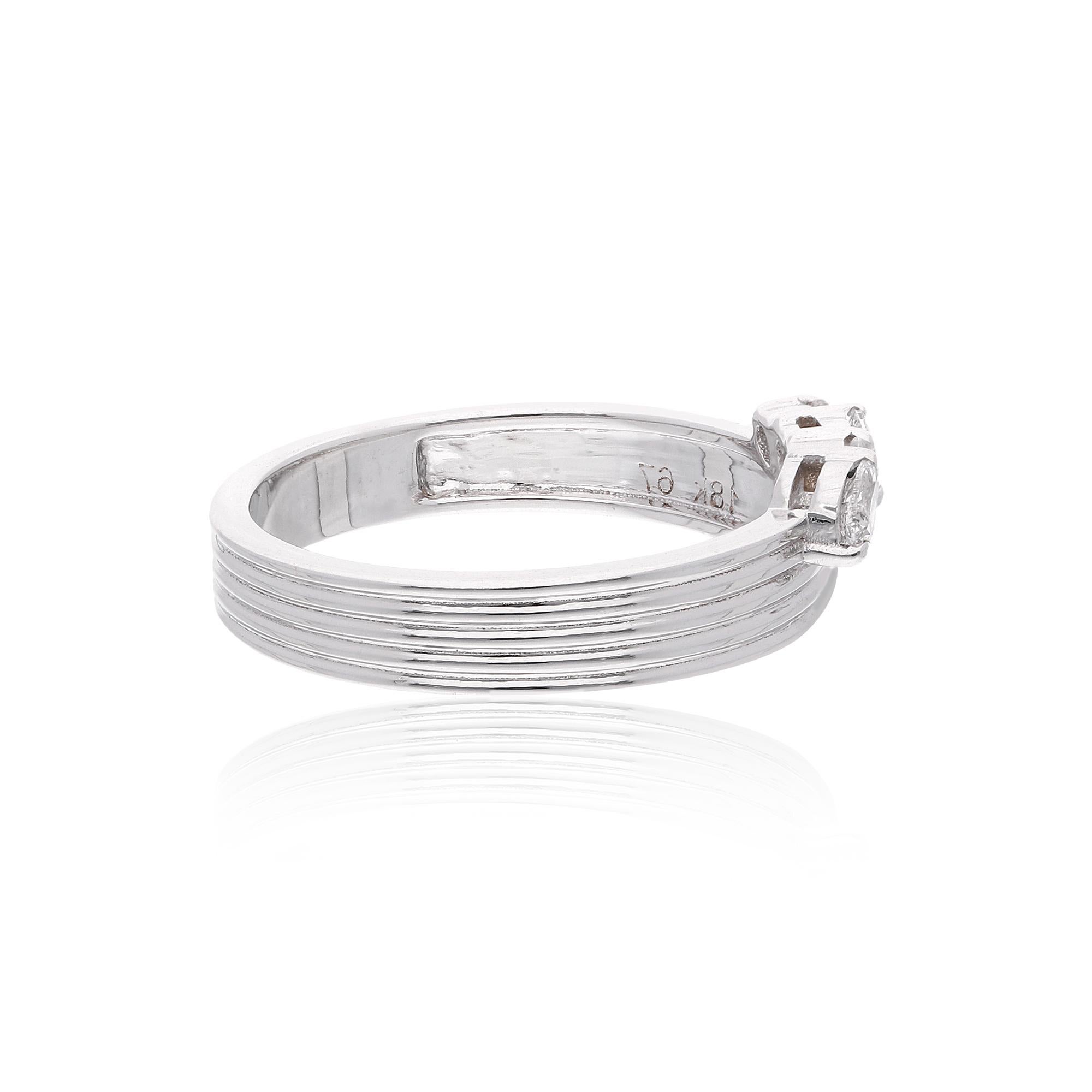 Natürlicher 0,26 Karat SI/H Birne Brillant Diamant Multi Band Ring 18k Weißgold Damen im Angebot