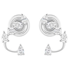Natural 0.27 Carat SI/H Diamond Open Curved Stud Earrings 18 Karat White Gold