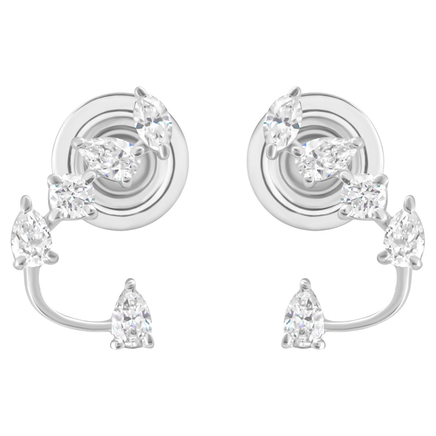 Natural 0.27 Carat SI/H Multi Shape Diamond Earrings 18 Karat White Gold Jewelry