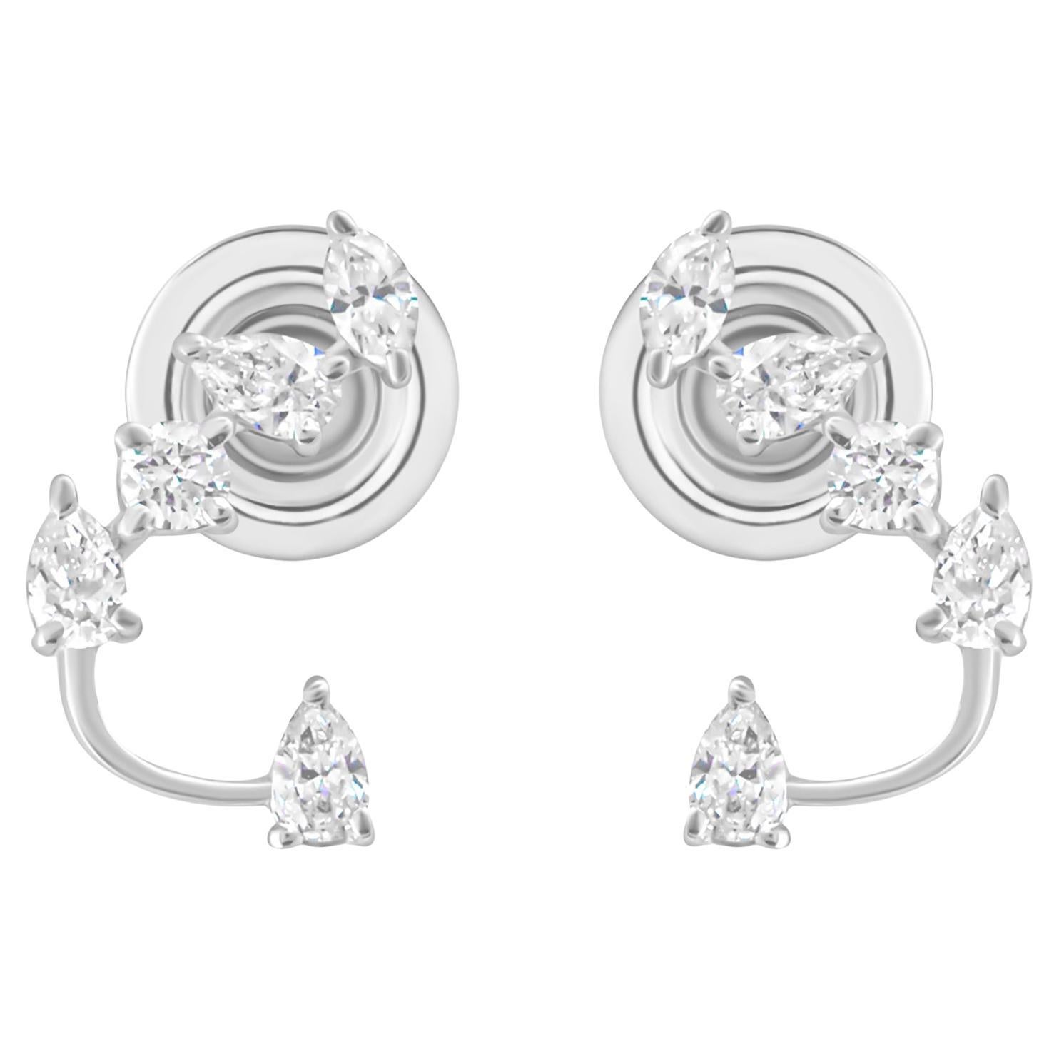 Natürliche 0,27 Karat SI/H Multi Shape Diamant-Ohrringe aus 18 Karat Weißgold Schmuck