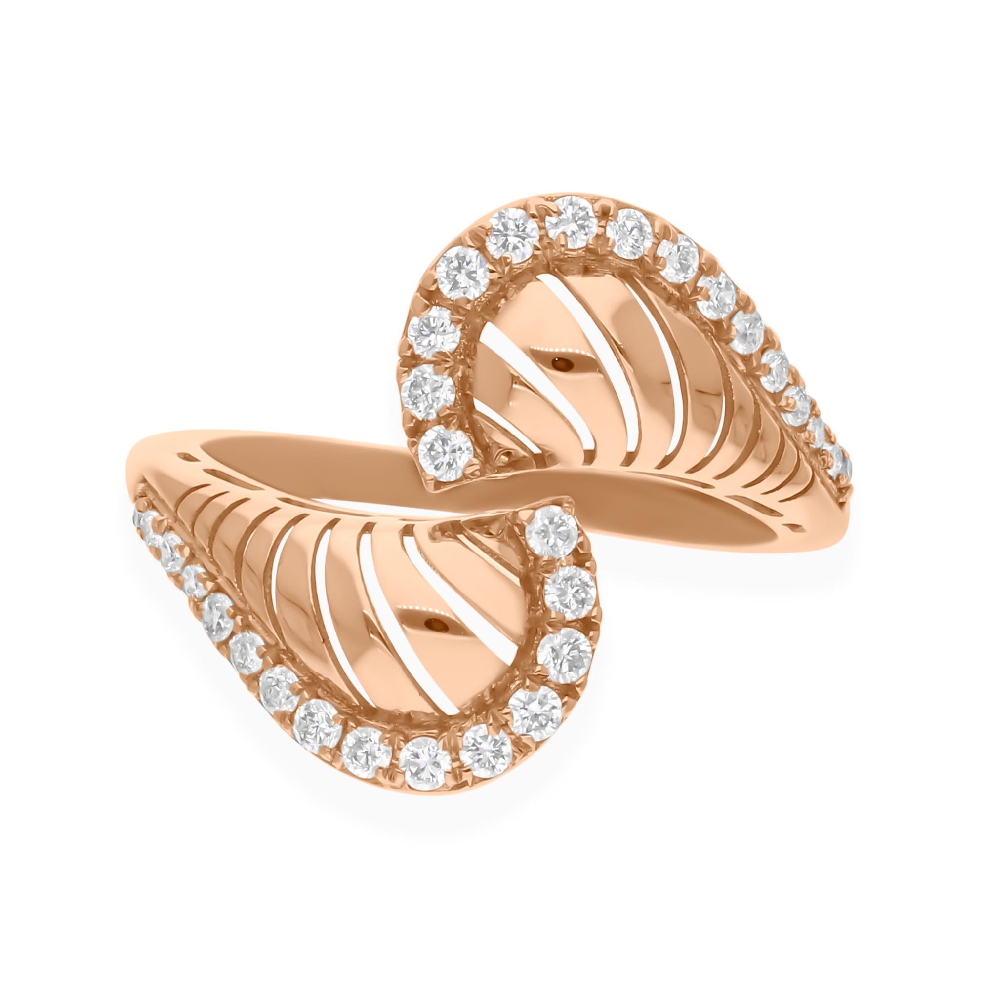 En venta: Anillo envolvente de diamantes naturales talla redonda SI/H de 0,27 quilates y oro rosa de 14 quilates  7