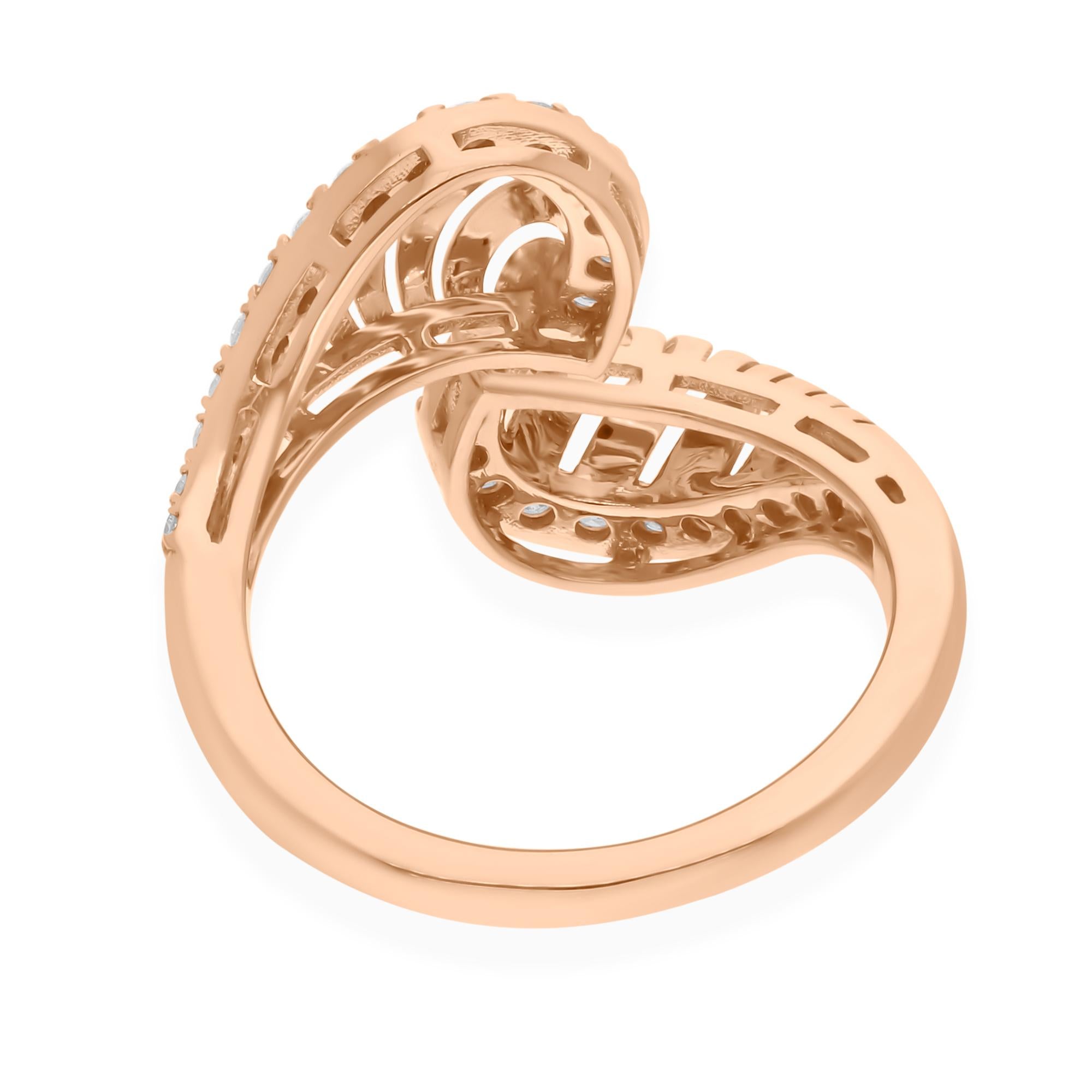 En venta: Anillo envolvente de diamantes naturales talla redonda SI/H de 0,27 quilates y oro rosa de 18 quilates  4