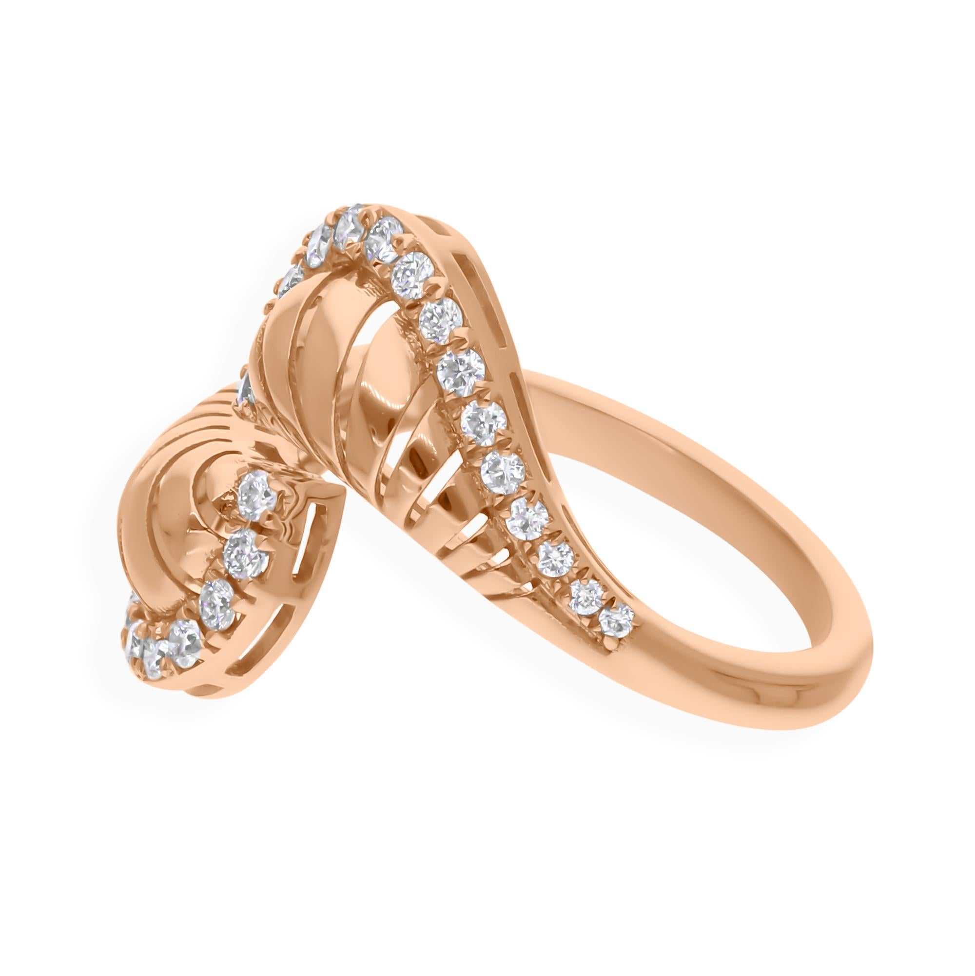 En venta: Anillo envolvente de diamantes naturales talla redonda SI/H de 0,27 quilates y oro rosa de 18 quilates  8