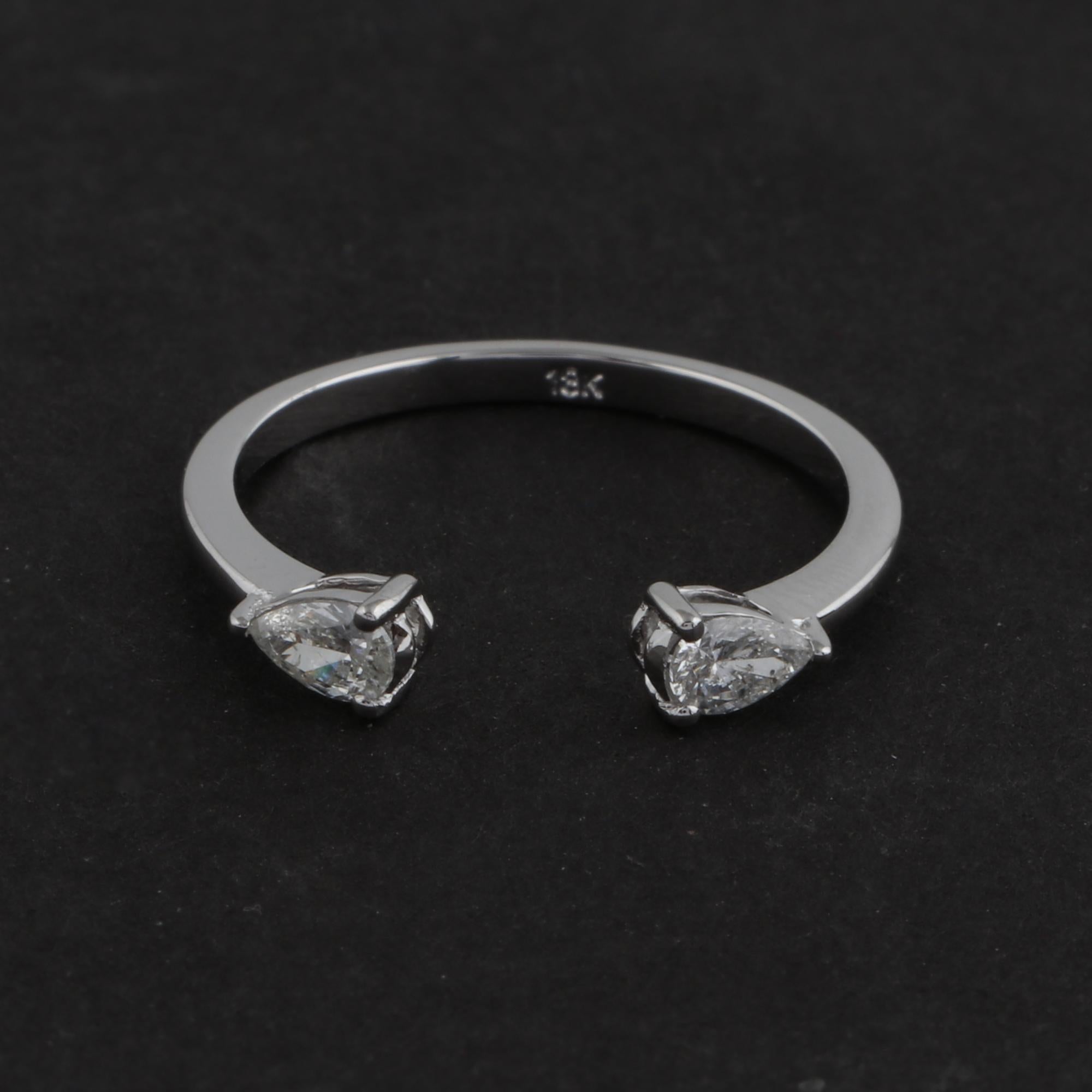 Moderno Anello da polso con diamante a pera naturale da 0,3 carati SI chiarezza HI colore Oro bianco 18 carati in vendita